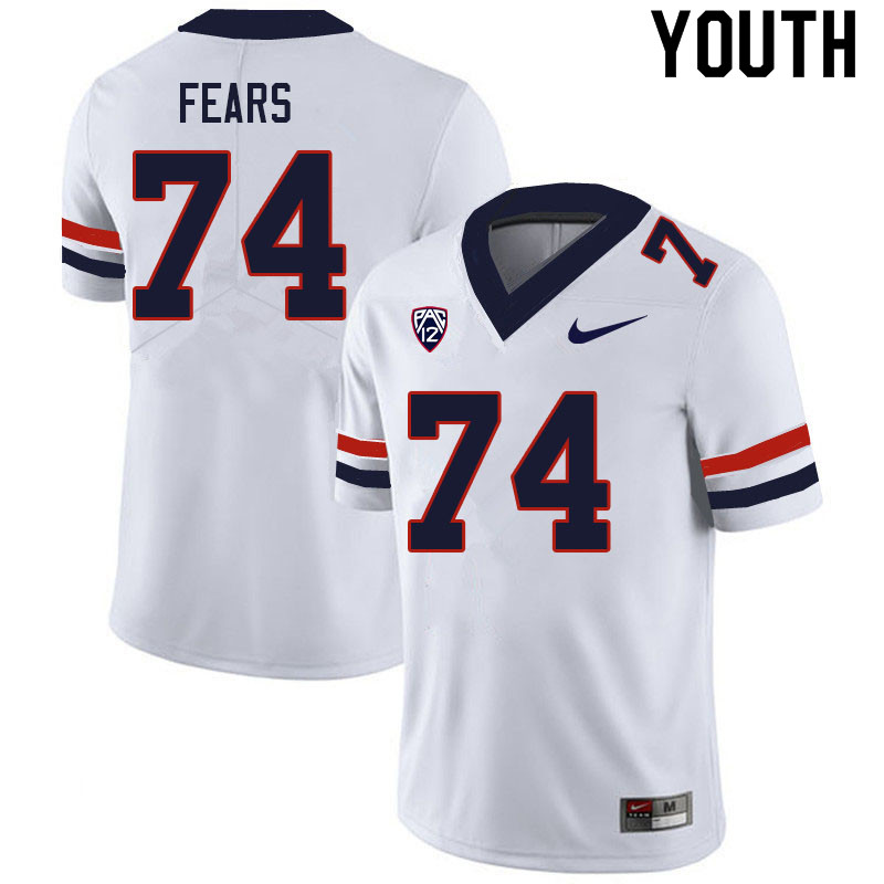 Youth #74 Paiton Fears Arizona Wildcats College Football Jerseys Sale-White - Click Image to Close